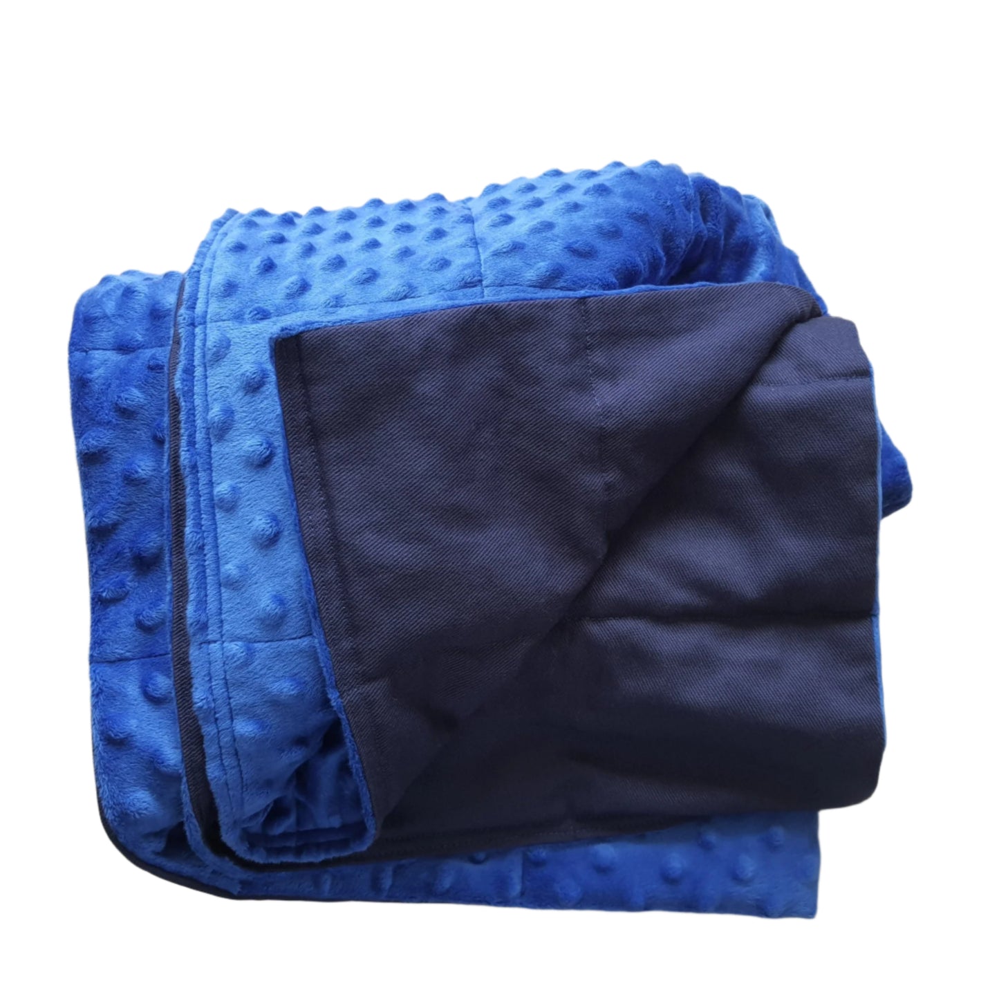 90x120cm Navy Blue Cotton & Cobalt Plush Weighted Blanket, 3.5kg