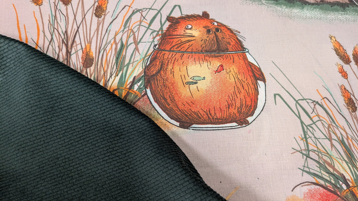 CAPYBARAS COTTON TOP WEIGHTED BLANKET wuth black velvet