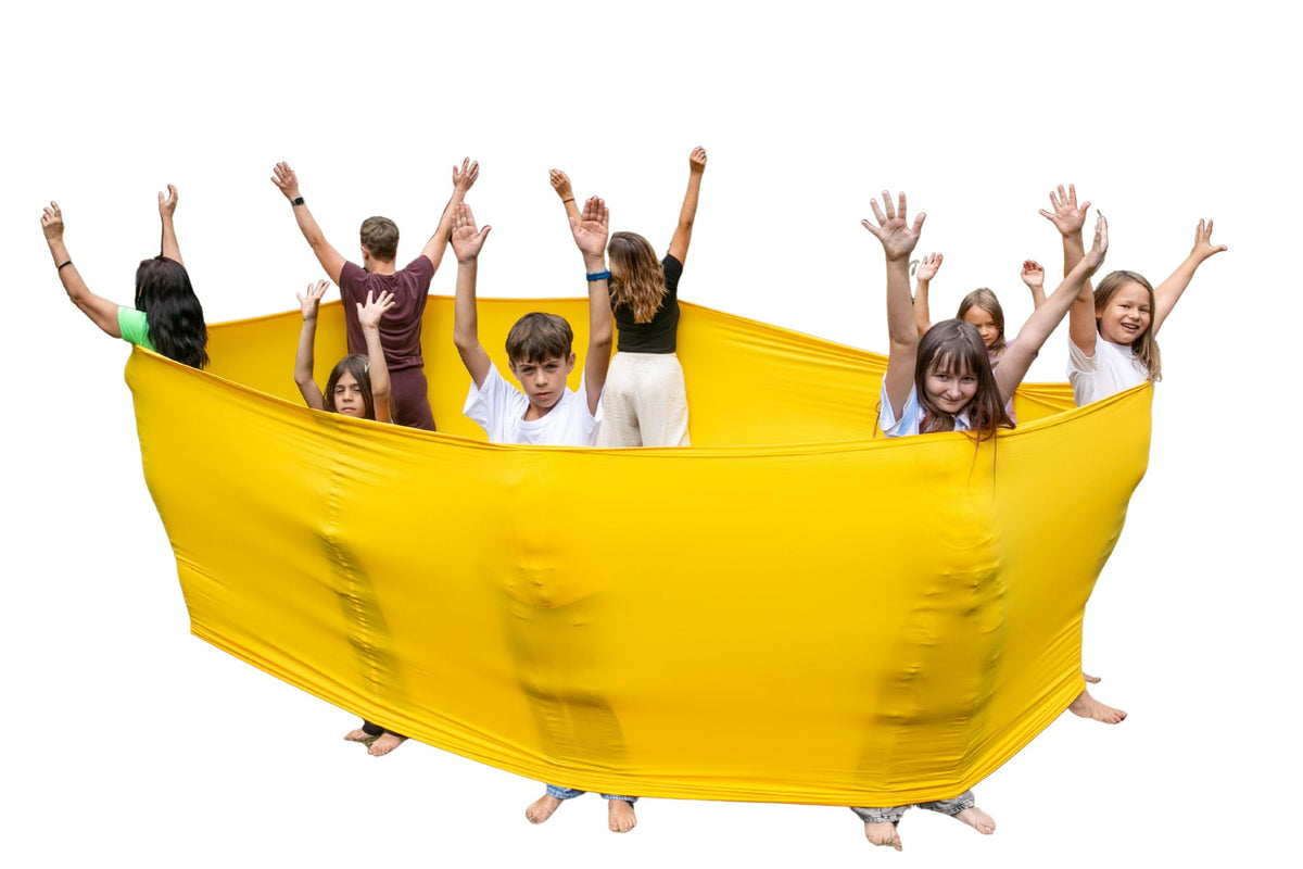 kids playing in the yellow flexible circle 