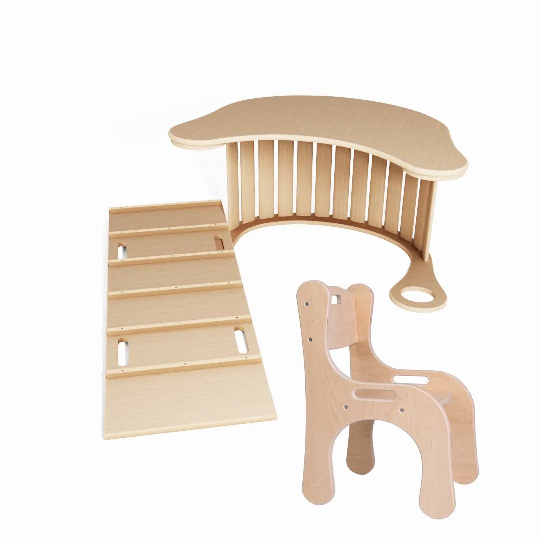 ENGEERING'S SET(ROCKER+LADDER+TABLE TOP+ERGONOMIC CHAIR)- GOOD WOOD