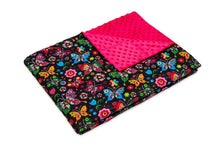 Carica l&#39;immagine nel visualizzatore di Gallery, BUTTERFLIES WEIGHTED BLANKET WITH FUCHSIA MINKY BACKING \ SENSORY OWL