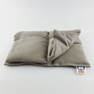 cotton weighted lap pillow in light grey senory owl 