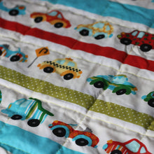 Carica l&#39;immagine nel visualizzatore di Gallery, Toy Cars &amp; Blue Minky Weighted Blanket | Sensory Owl