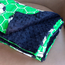 Carica l&#39;immagine nel visualizzatore di Gallery, Football Pattern &amp; Black Minky Weighted Blanket | Sensory Owl
