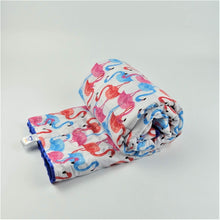 Carica l&#39;immagine nel visualizzatore di Gallery, pink, blue and orange flamingo pattern weighted blanket by sensory owl