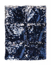 Carica l&#39;immagine nel visualizzatore di Gallery, Sensory Owl Two tone sequin weighted lap pillow in blue and silver