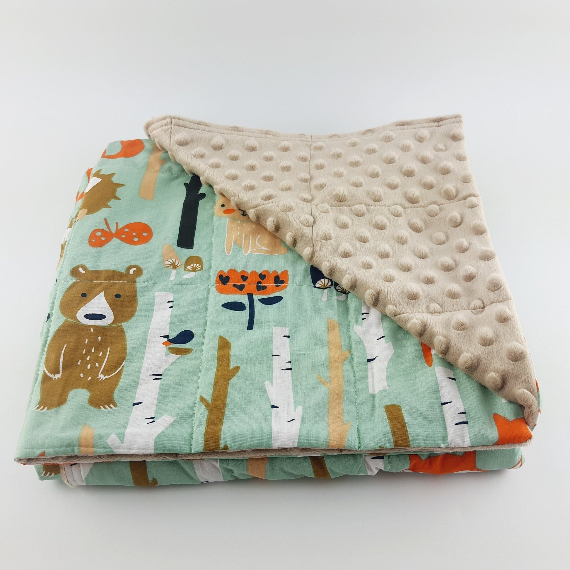 WOODLAND ANIMALS MINKY WEIGHTED BLANKET BY SENSORY OWL